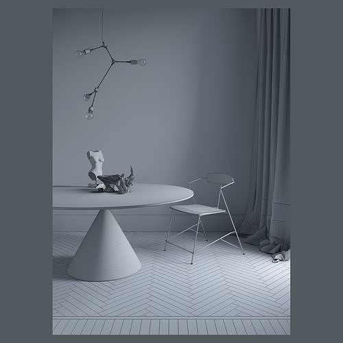 Classy interior scene 3D model 2