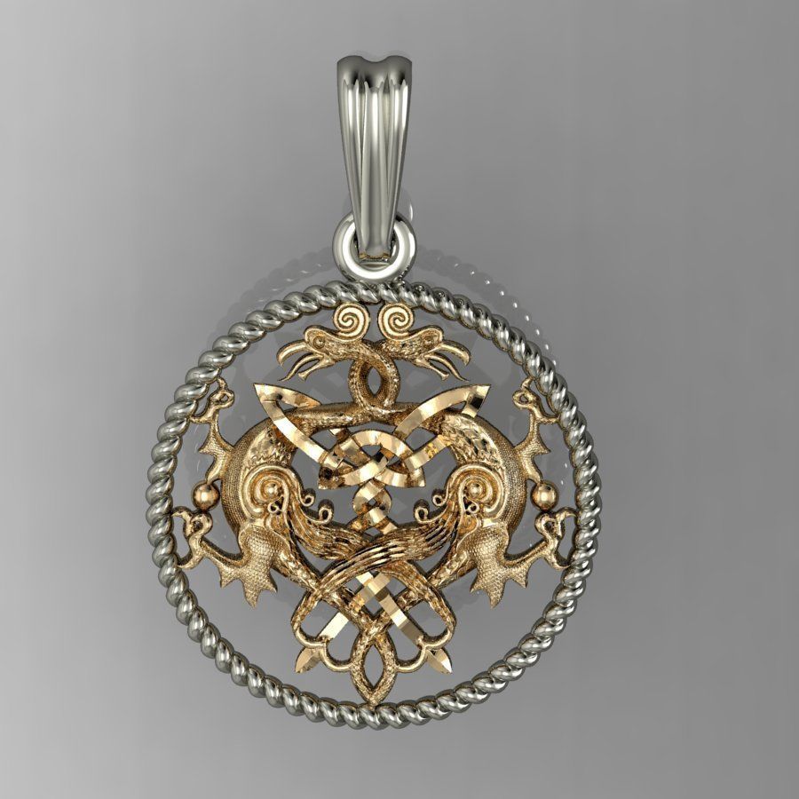  beautyful  pendant with griffin  3D print model_3