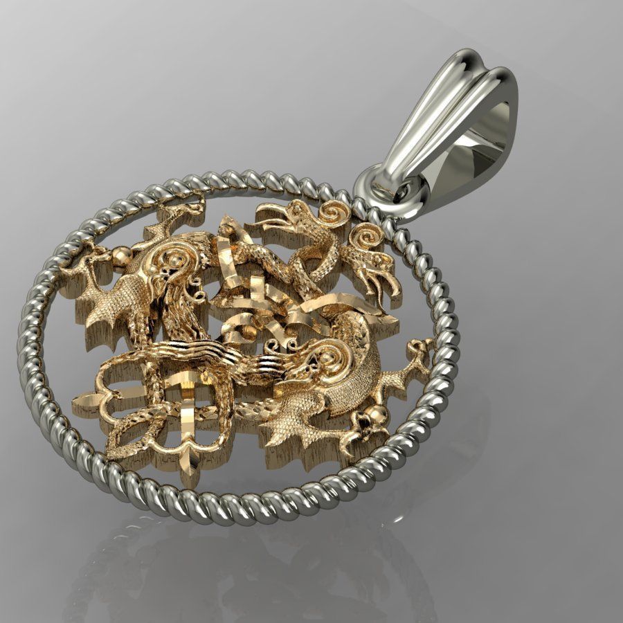  beautyful  pendant with griffin  3D print model_1