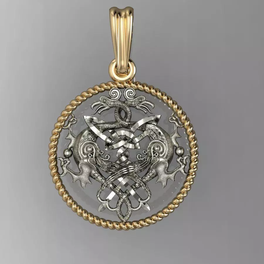  beautyful  pendant with griffin  3D print model_0