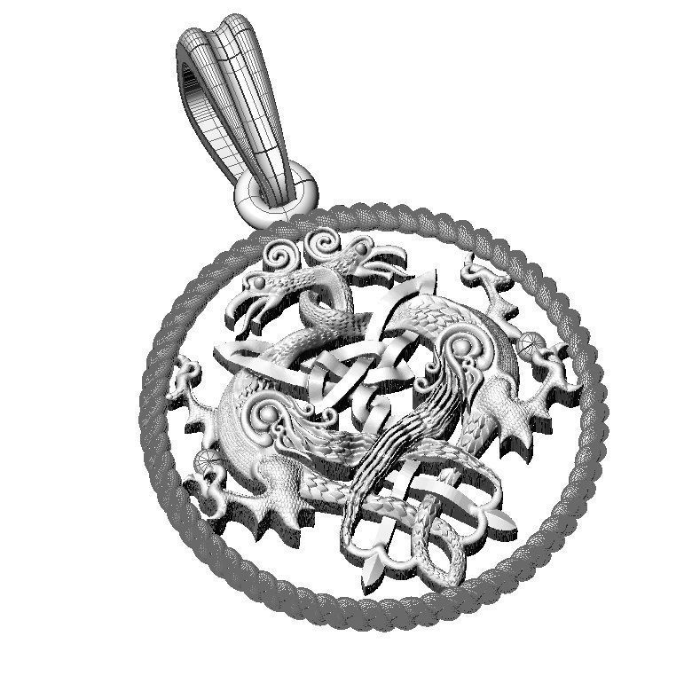  beautyful  pendant with griffin  3D print model_5