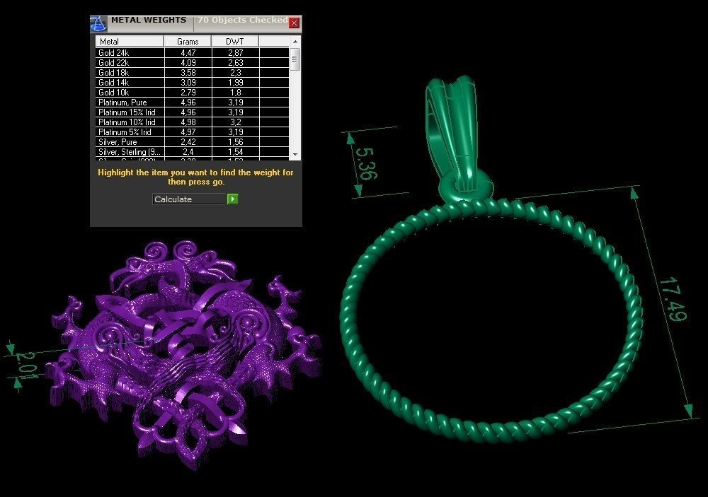  beautyful  pendant with griffin  3D print model_4