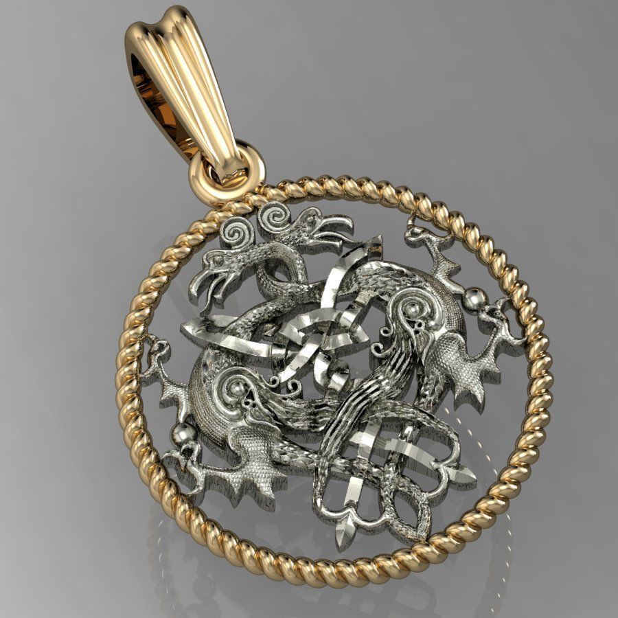  beautyful  pendant with griffin  3D print model_2
