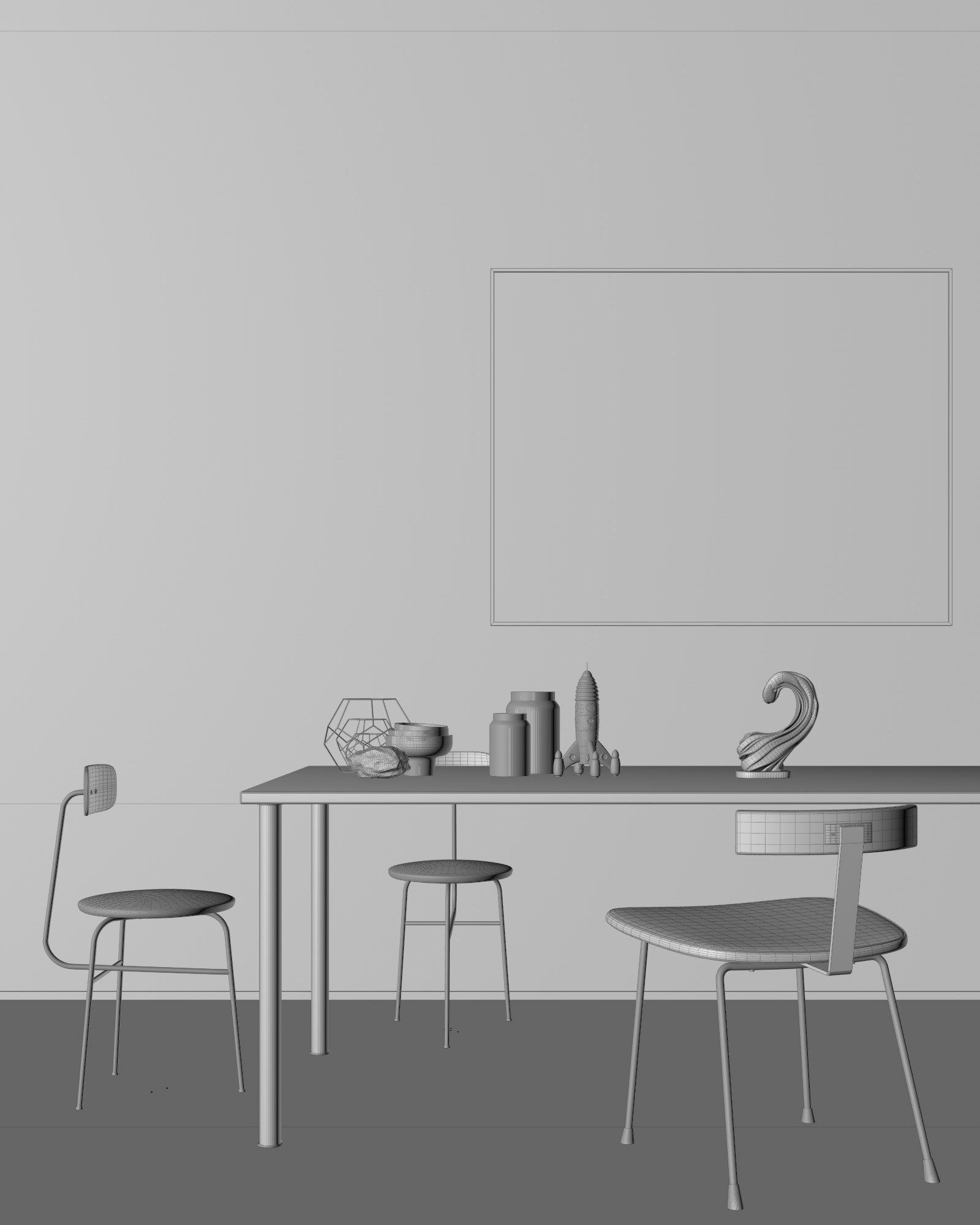 Black interior scene 3D model_3