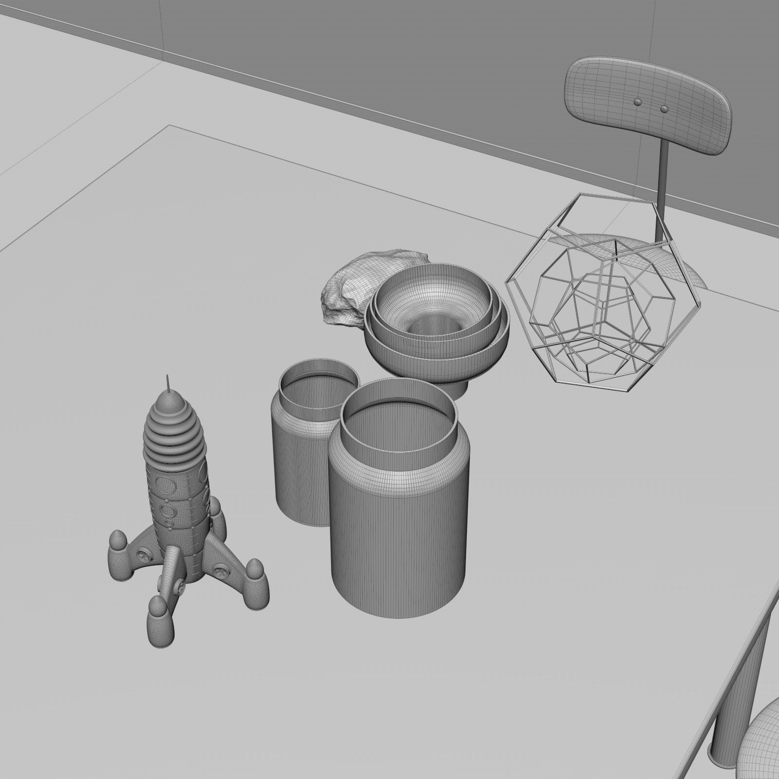 Black interior scene 3D model_5