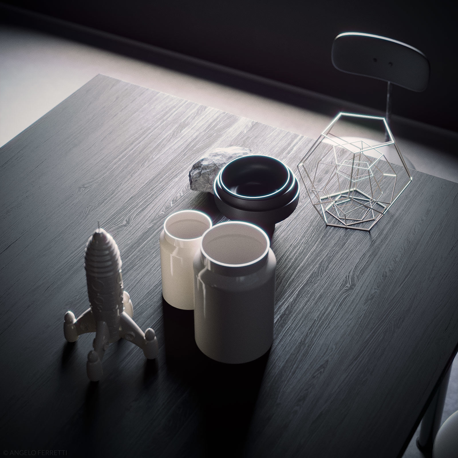 Black interior scene 3D model_1