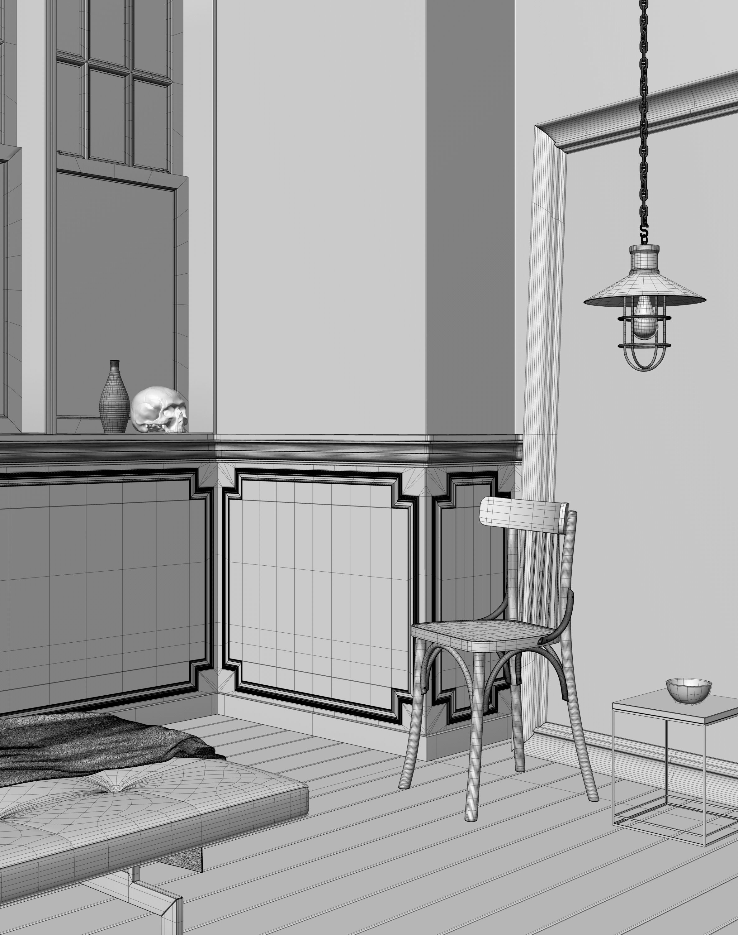 Grungy interior scene 3D model_1