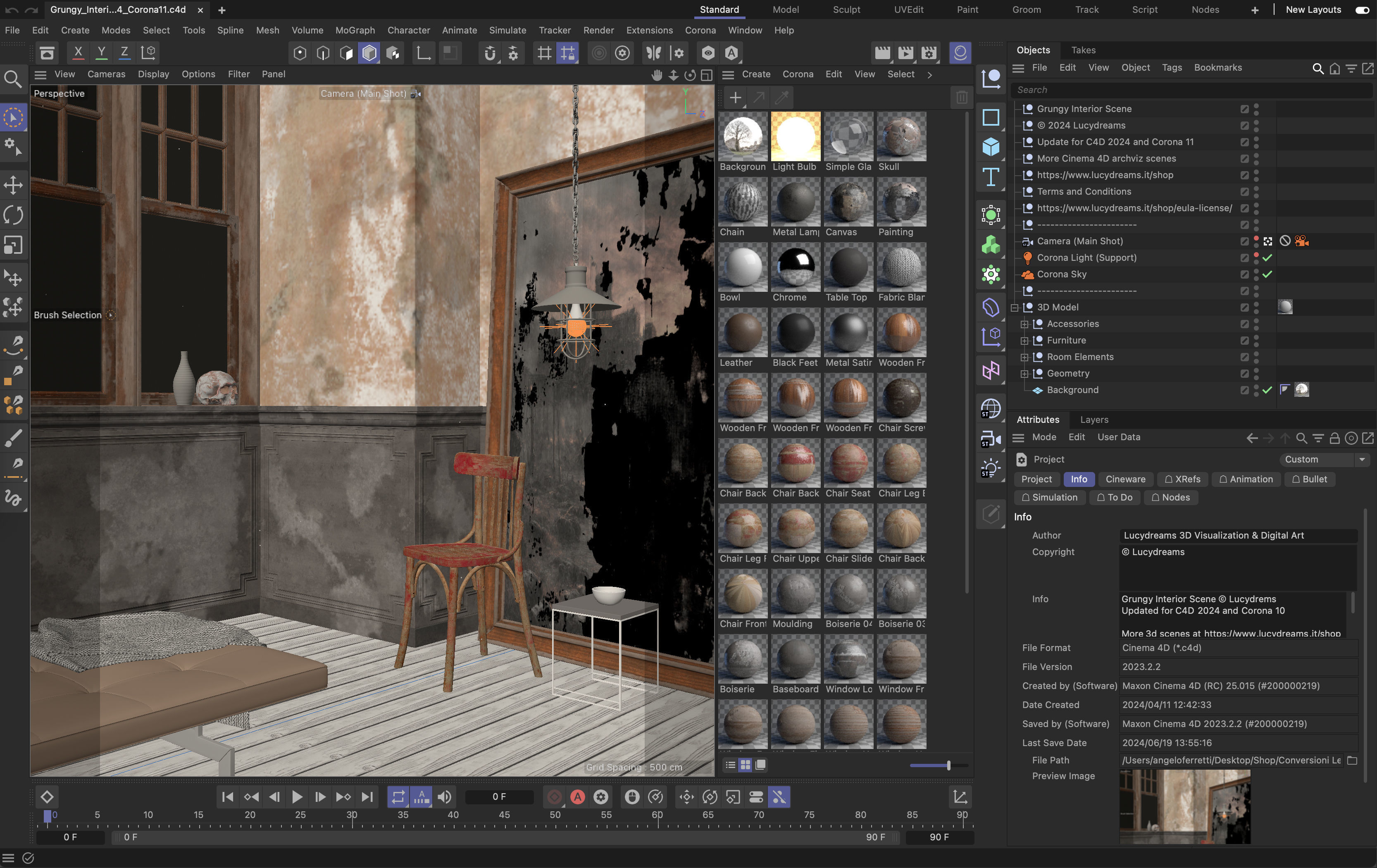 Grungy interior scene 3D model_2