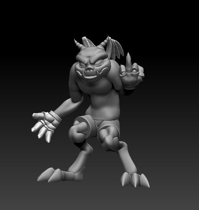 Gargoyle 4 wooden demon 3D print model_1