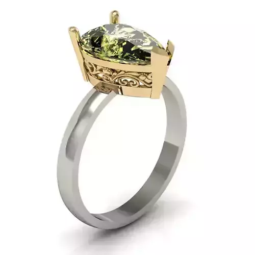 beautiful ring with a pattern and gem 3D print model