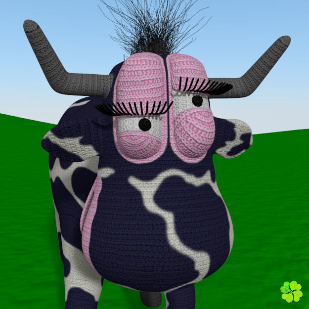Cow amigurumi low poly Low-poly 3D model_7