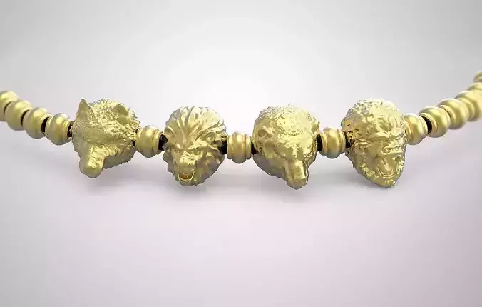 180816 BR Charm Gorilla  Lion Bear and Wolf 3D print model