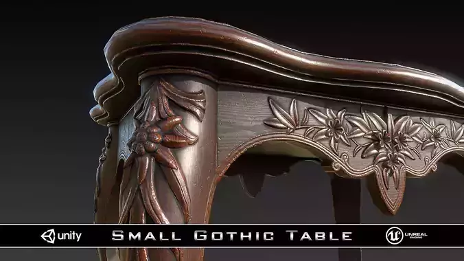 PBR Small Gothic Table Low-poly 3D model
