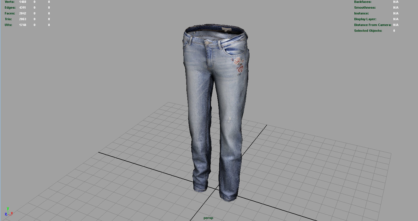 Jeans sims Low-poly 3D model_3