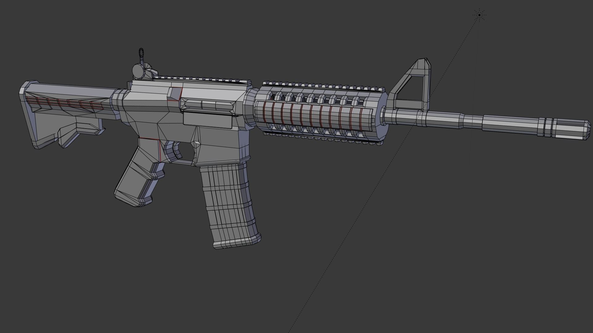 Assault Rifle Low-poly 3D model_5