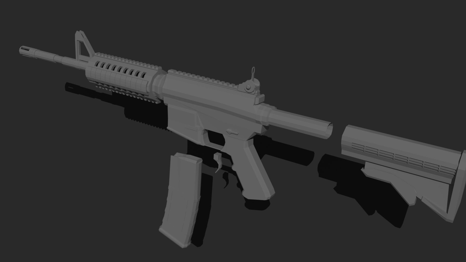 Assault Rifle Low-poly 3D model_4