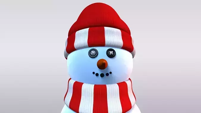 Snowman wearing hat and scarf