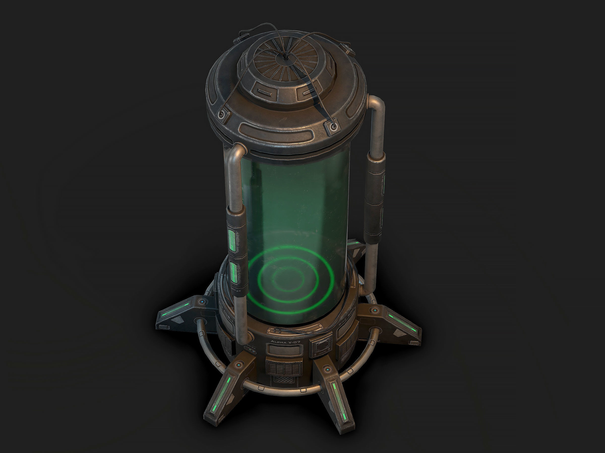 Sci Fi Cryopod Low Poly Low-poly 3D model_3