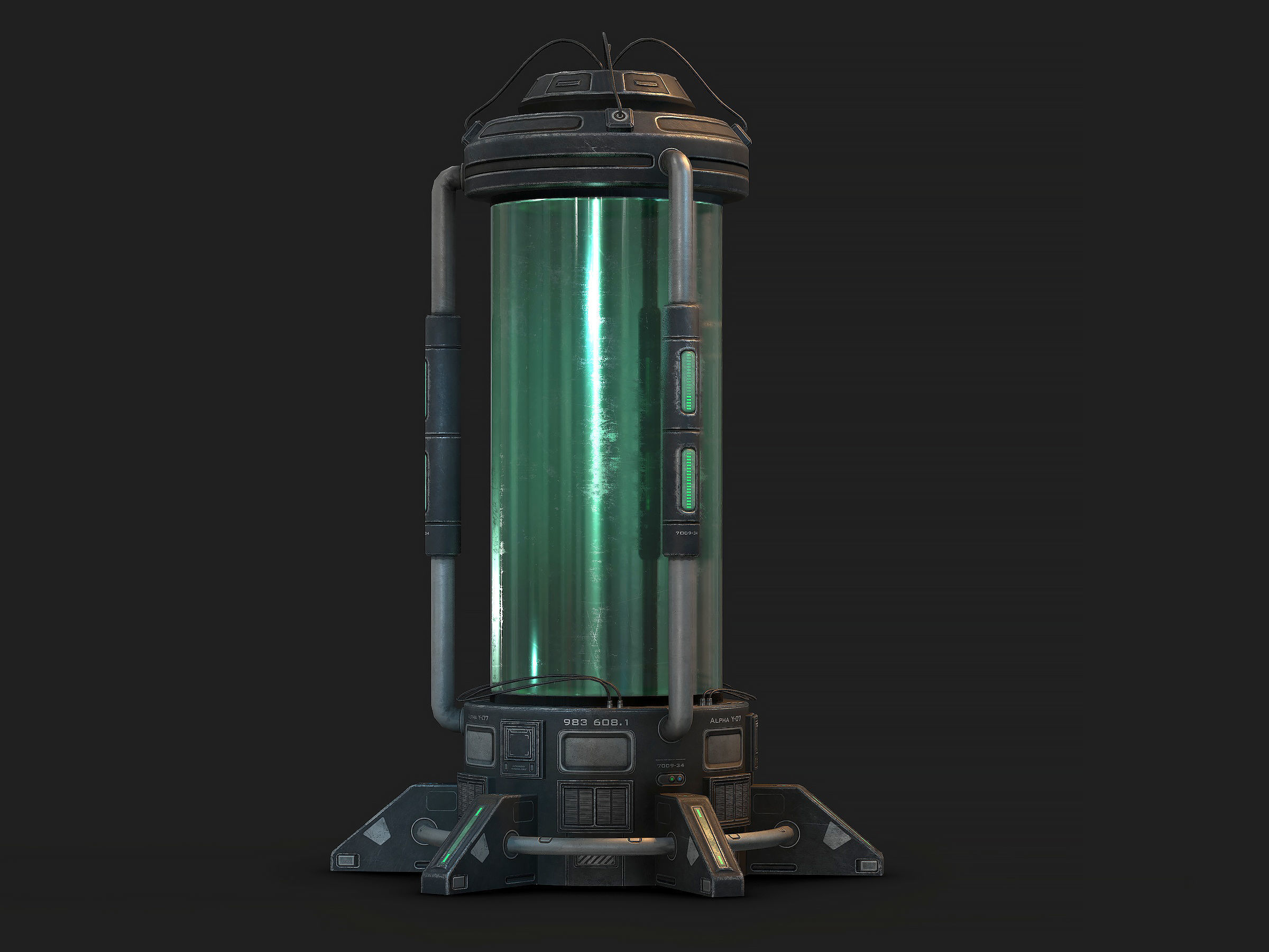 Sci Fi Cryopod Low Poly Low-poly 3D model_2