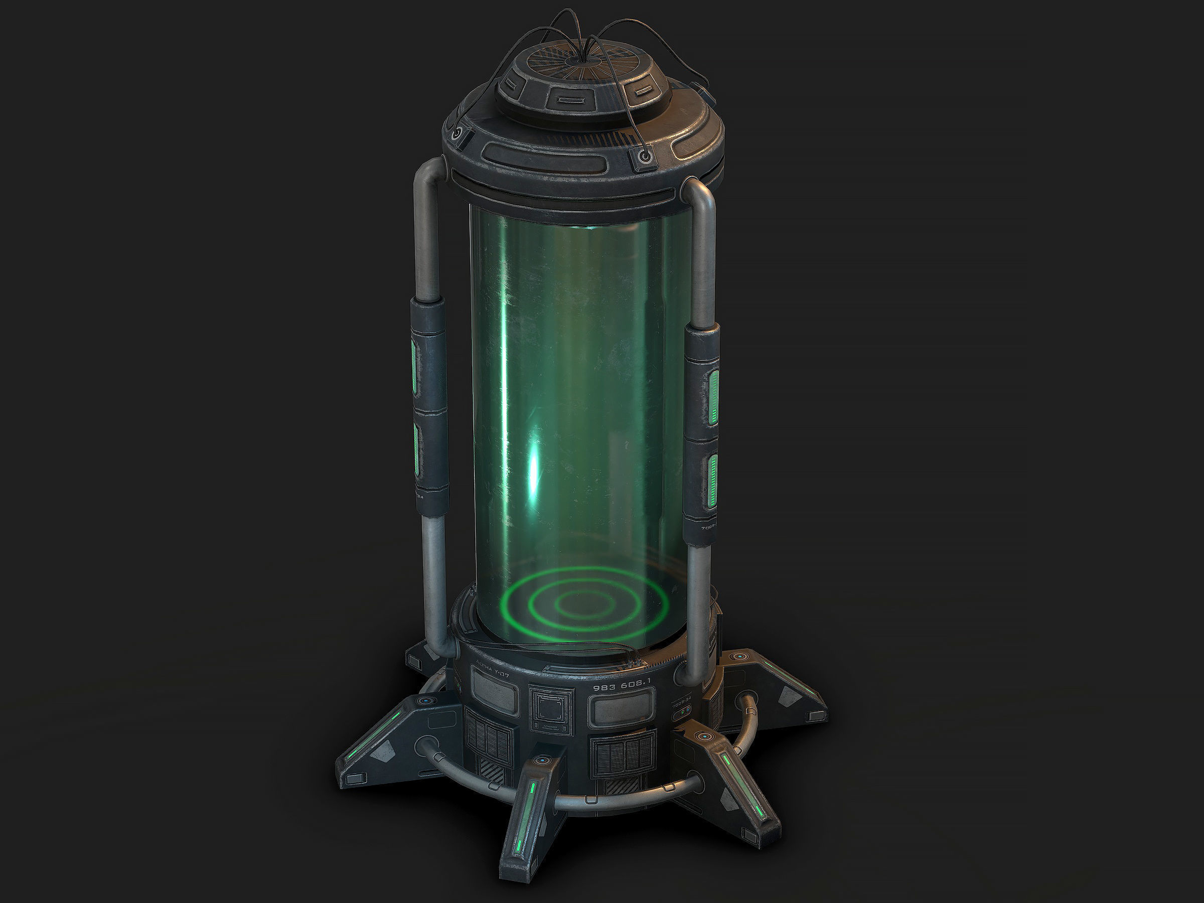 Sci Fi Cryopod Low Poly Low-poly 3D model_1