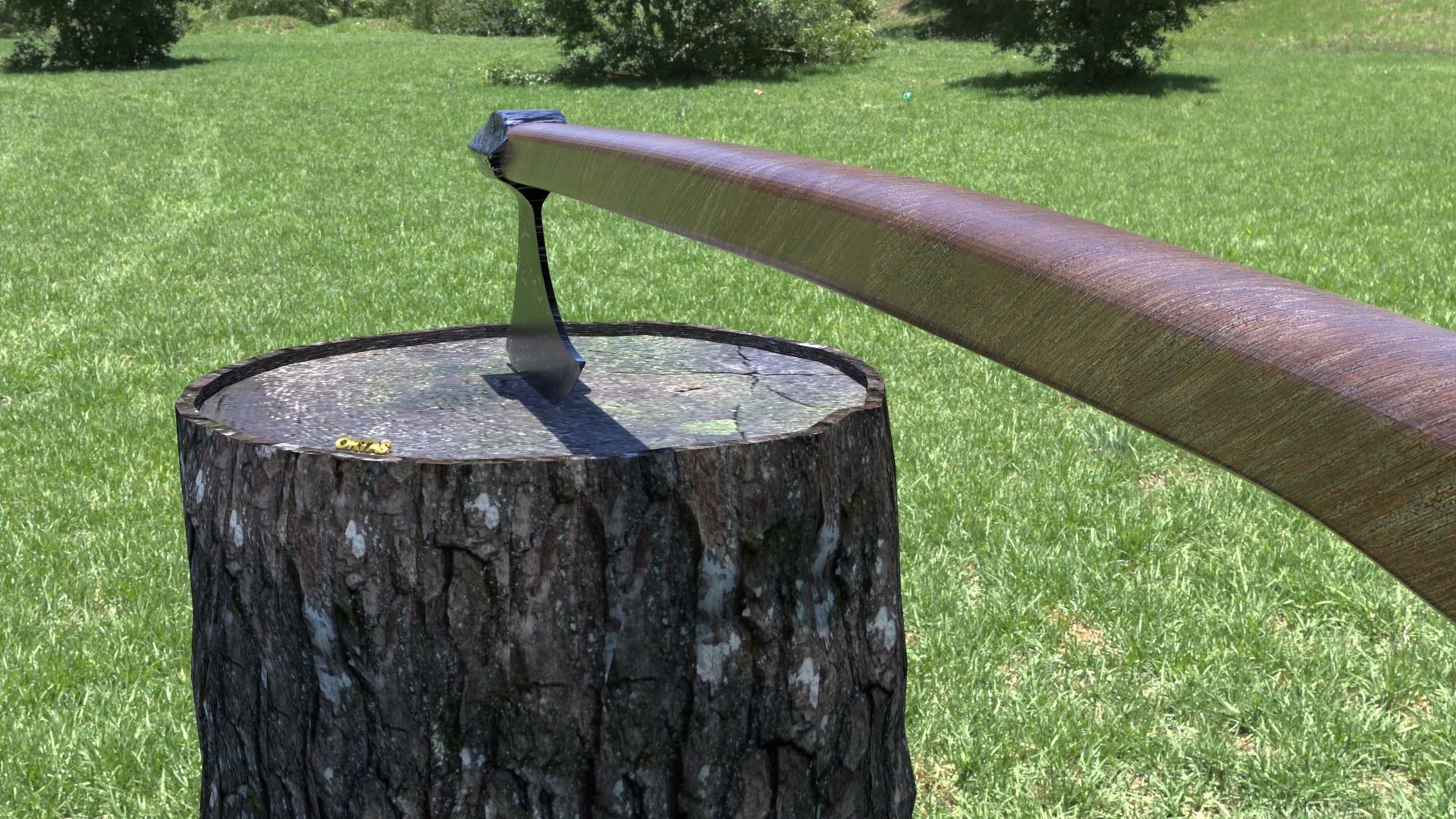 ORTAS AXE NO 15 LONG HANDLE HEAVY GAME READY AXE 3D model_10