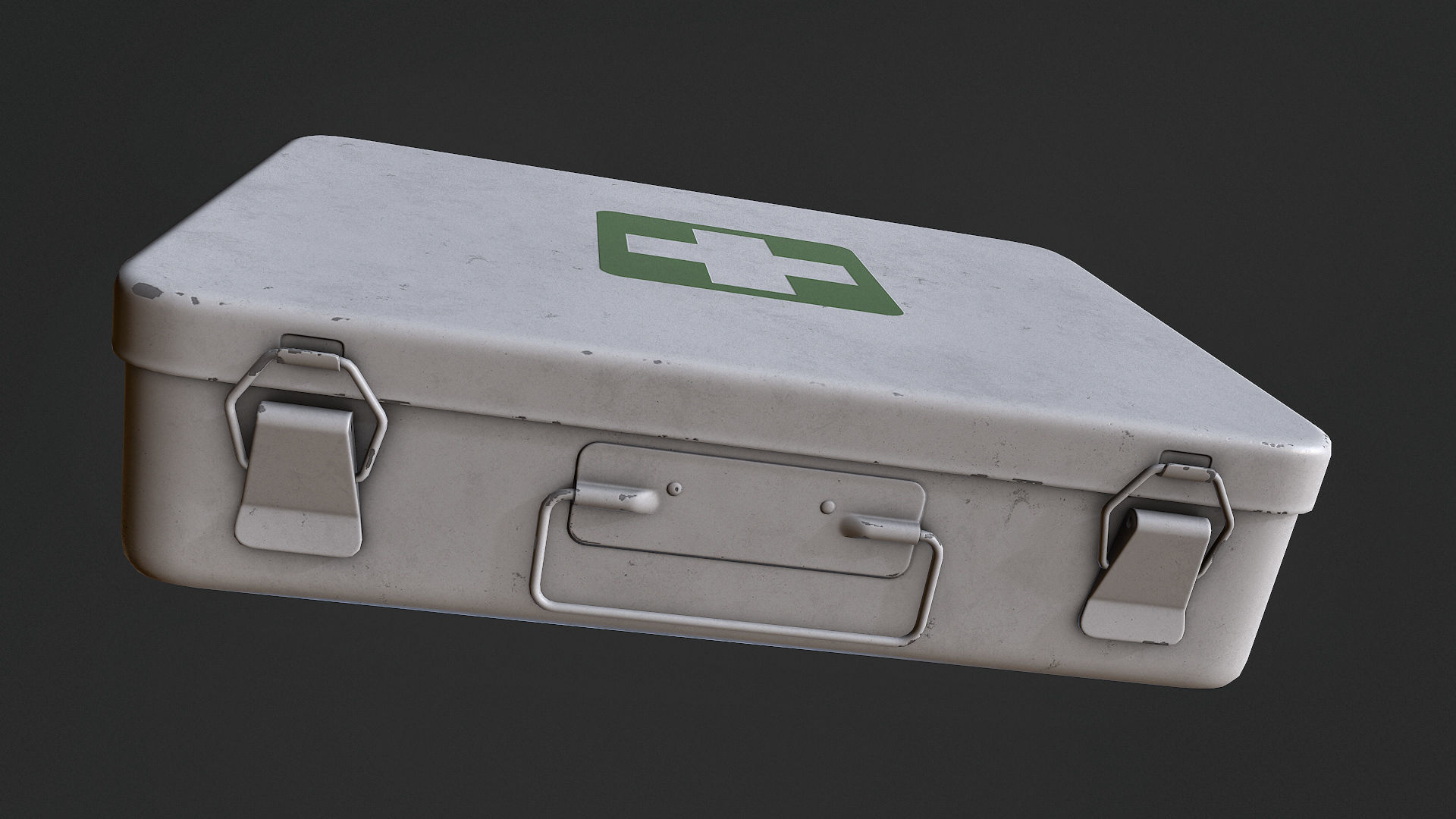 First Aid Kit Metal Box Low-poly 3D model_2