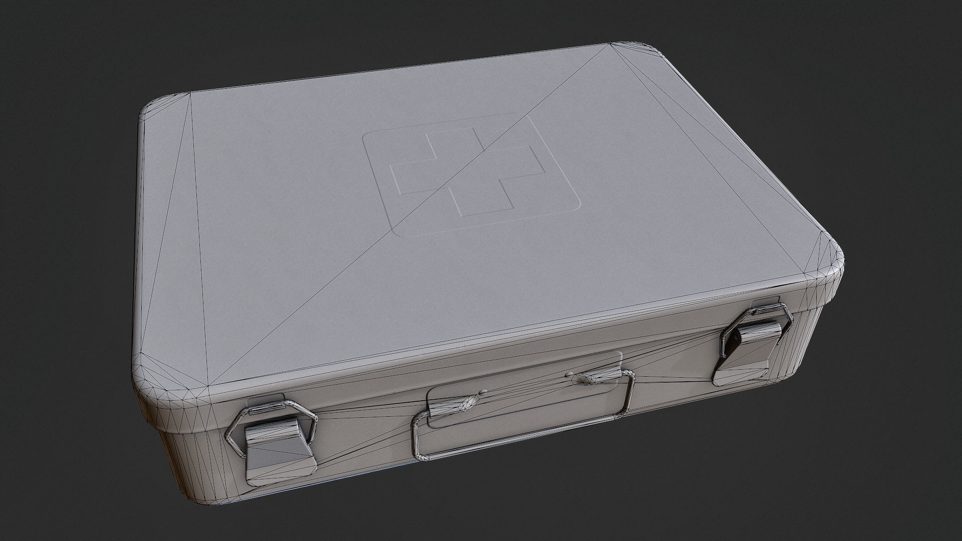 First Aid Kit Metal Box Low-poly 3D model_6