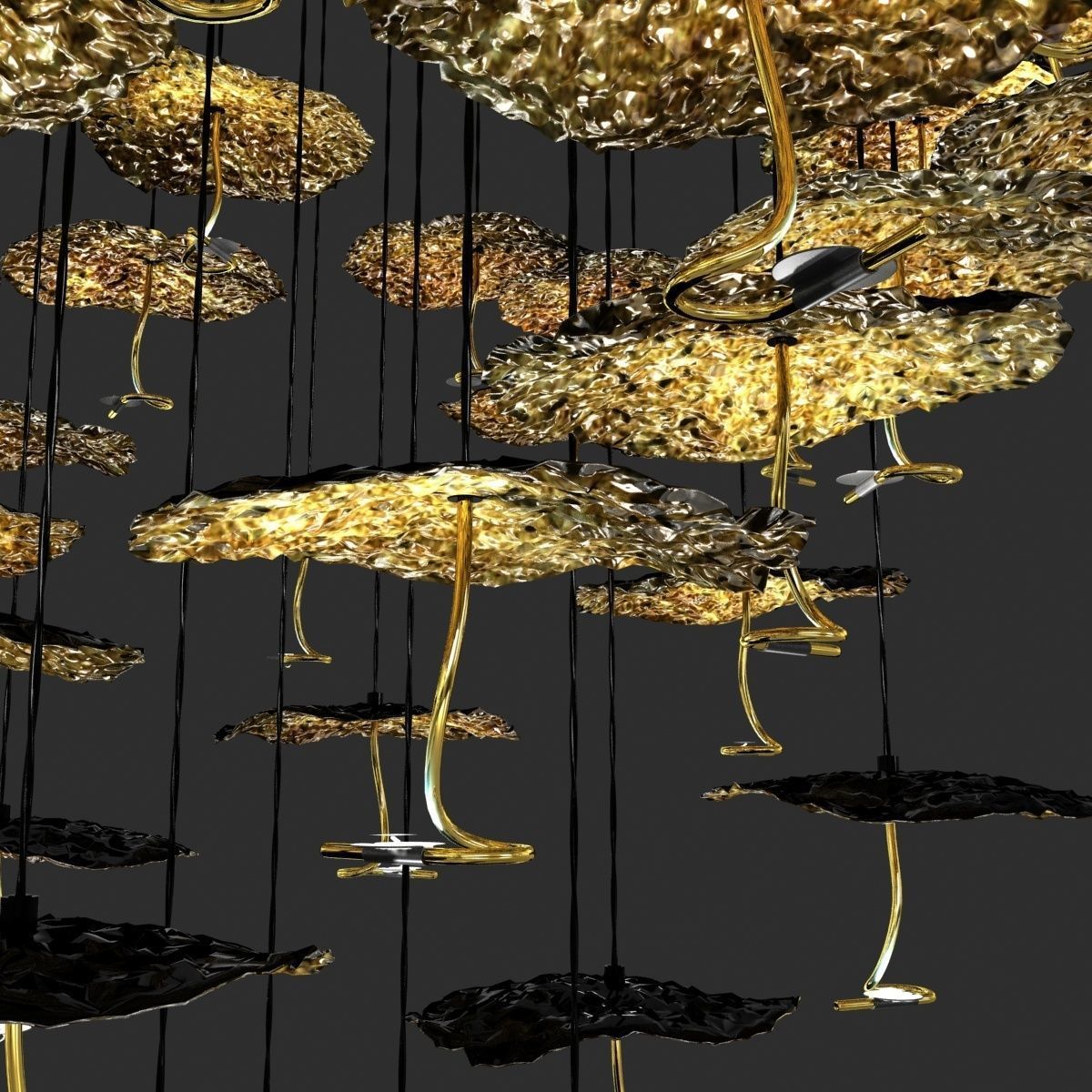 Catellani and smith gold moon chandelier  3D model_2