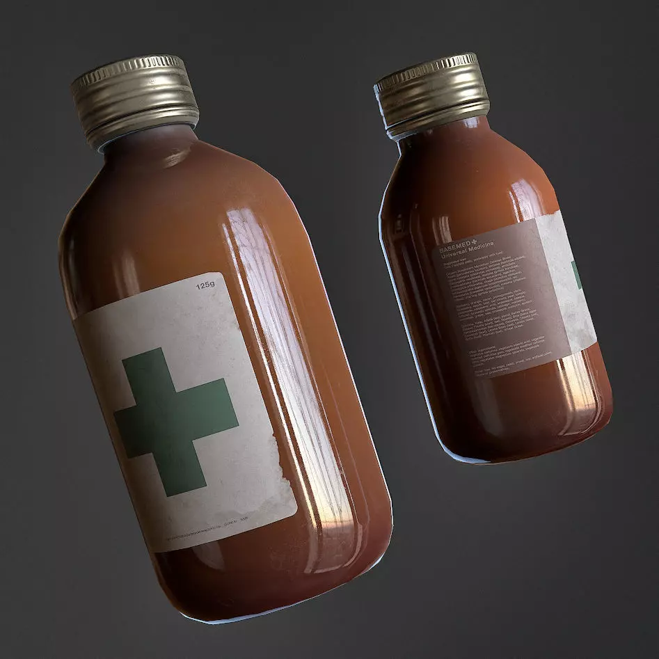 Medicine Glass Bottles Low-poly 3D model_0