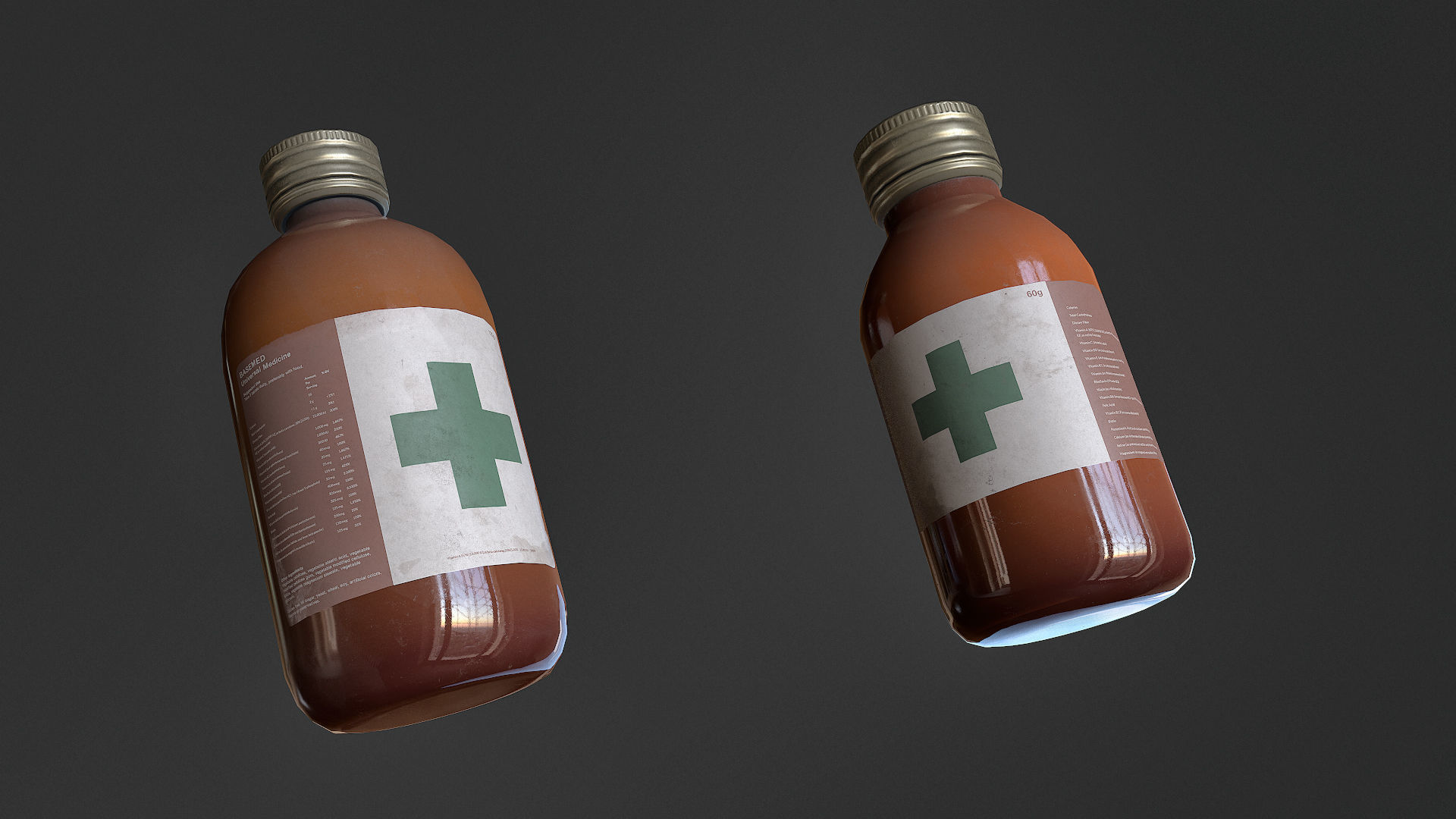 Medicine Glass Bottles Low-poly 3D model_3