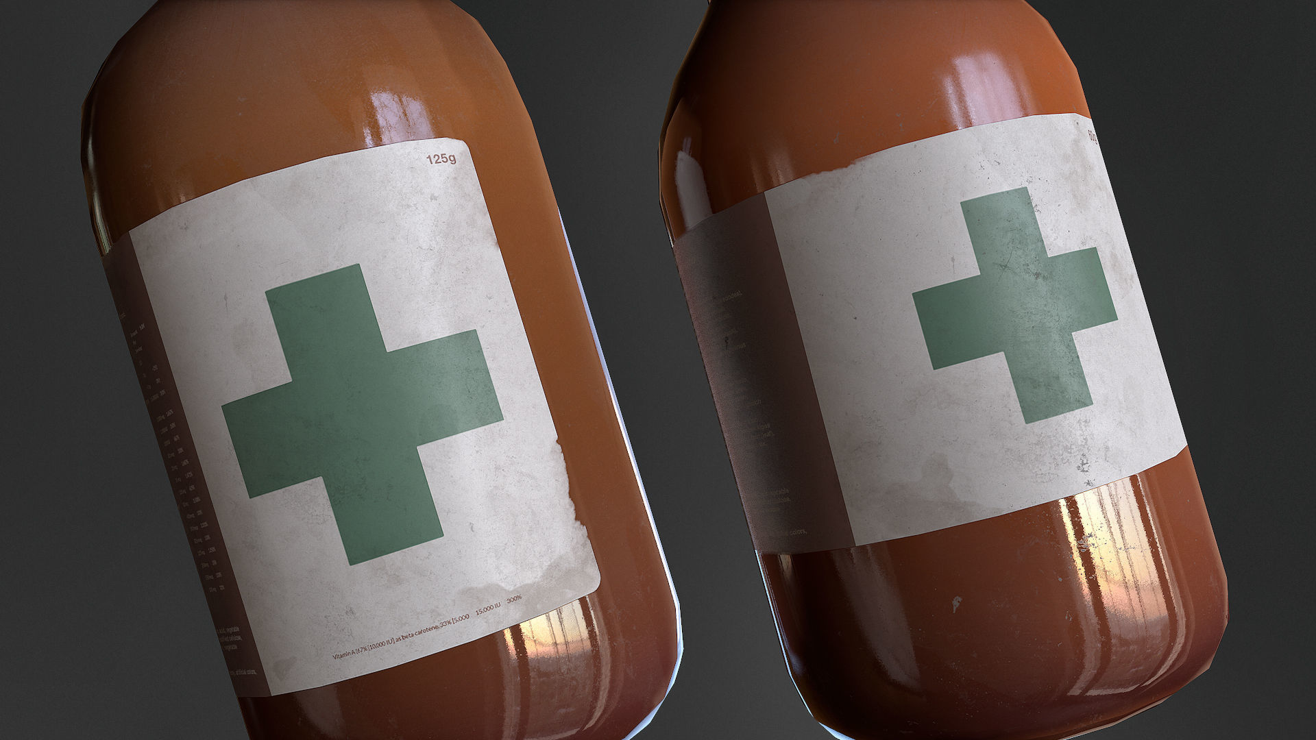 Medicine Glass Bottles Low-poly 3D model_4