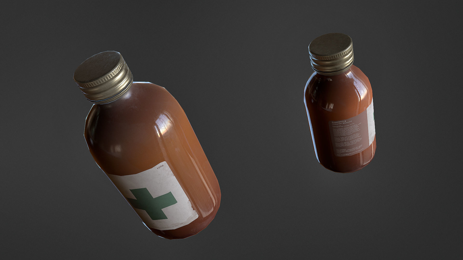 Medicine Glass Bottles Low-poly 3D model_2