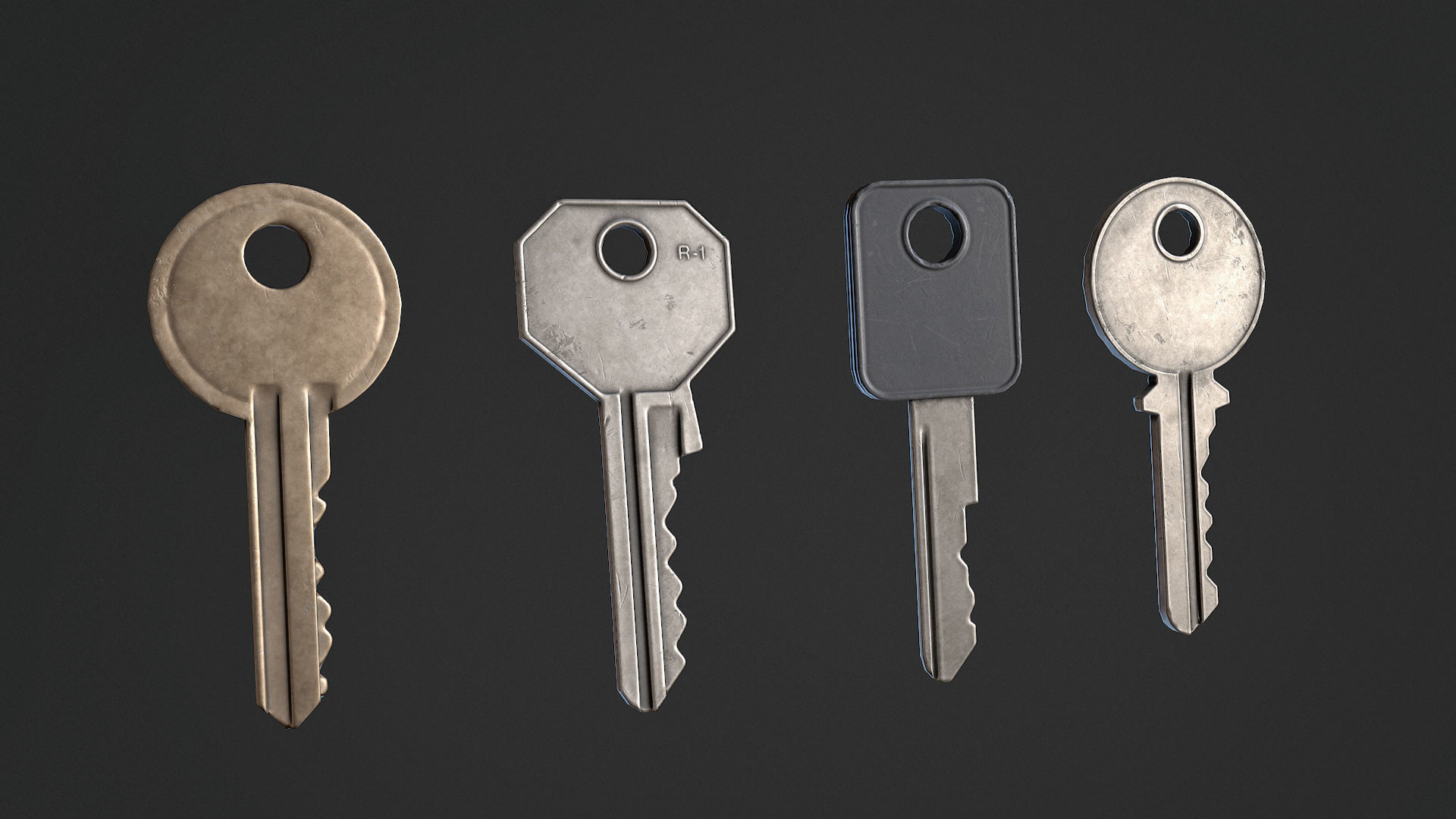 Keys Set of Low-poly 3D model_4