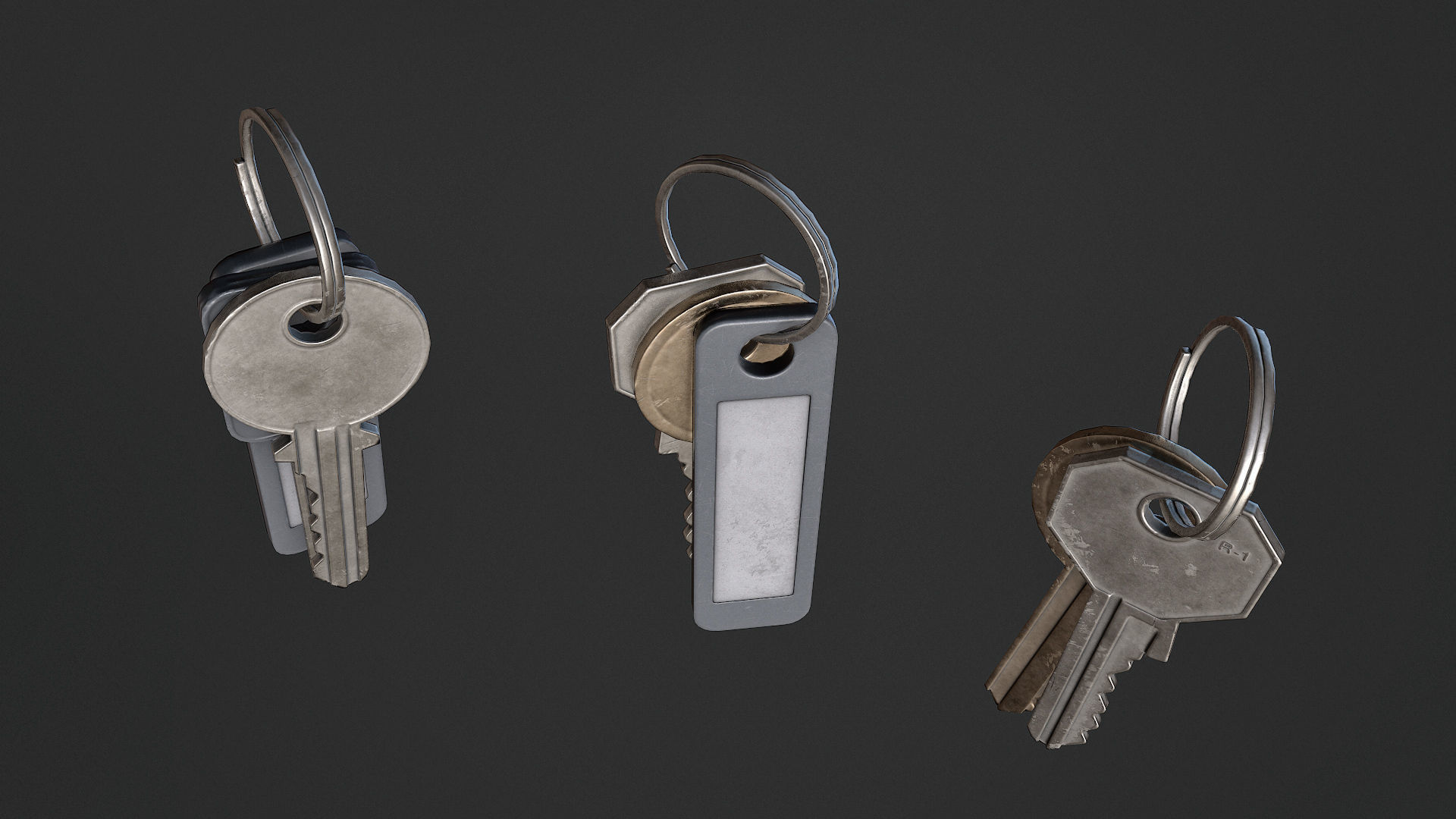 Keys Set of Low-poly 3D model_2