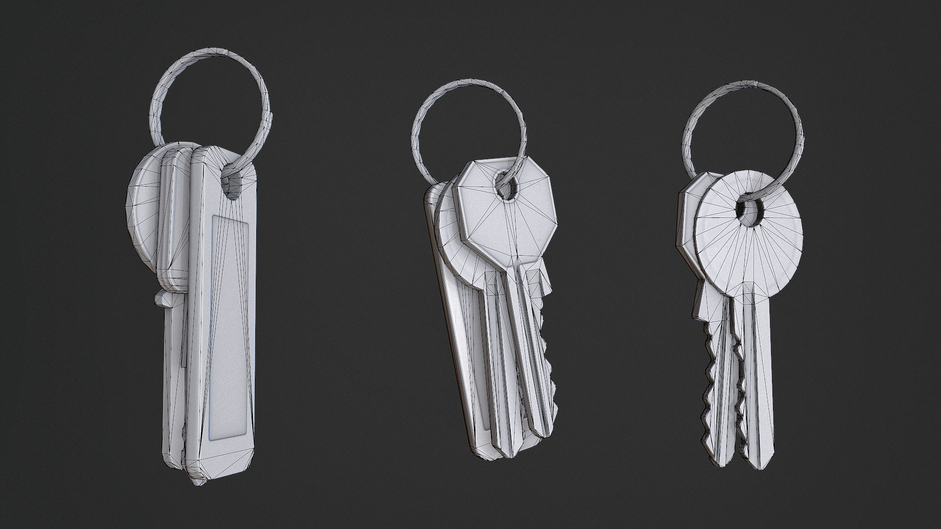 Keys Set of Low-poly 3D model_7
