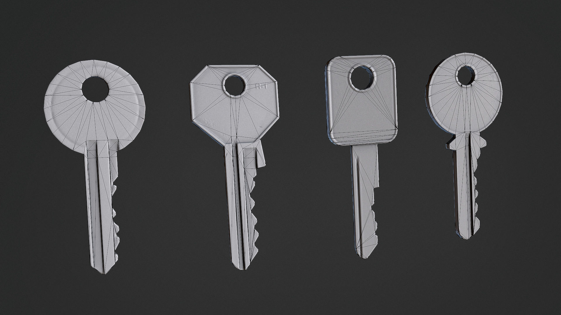 Keys Set of Low-poly 3D model_5