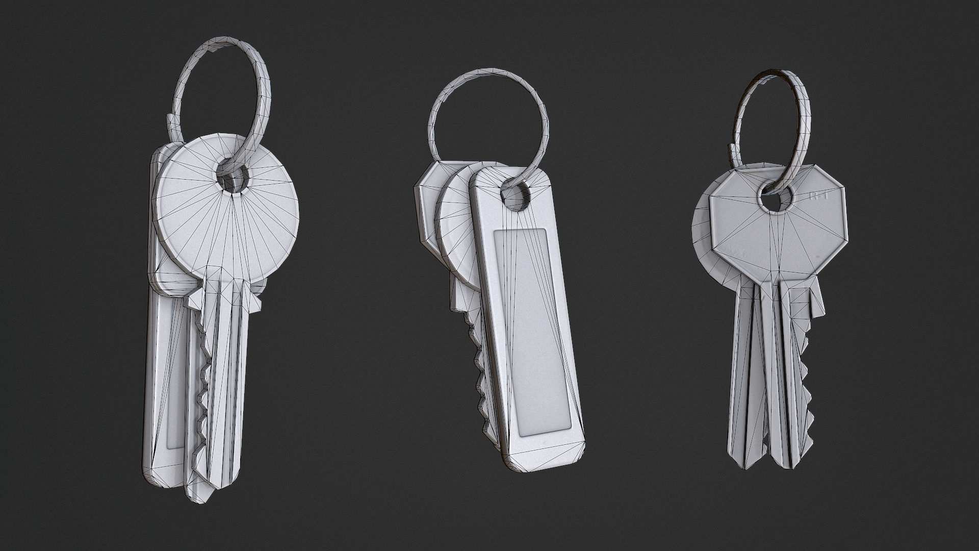 Keys Set of Low-poly 3D model_6