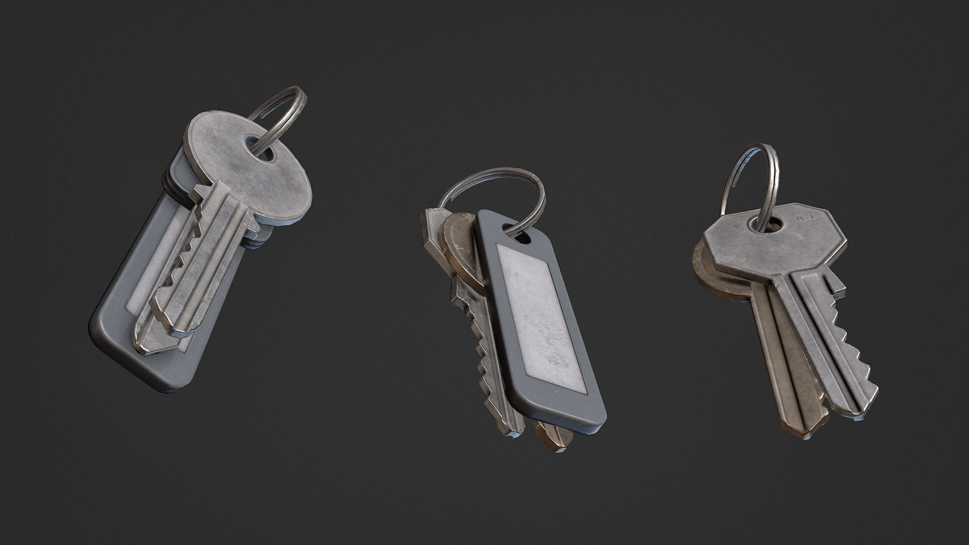 Keys Set of Low-poly 3D model_3