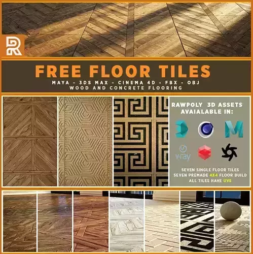 3D Floor Tiles Textured Free Archviz  3Ds Max maya Cinema 4D