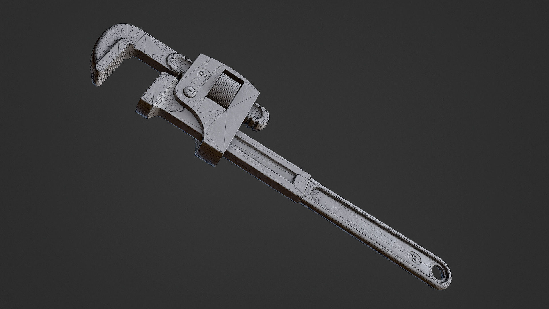 Pipe Wrench Low-poly 3D model_9