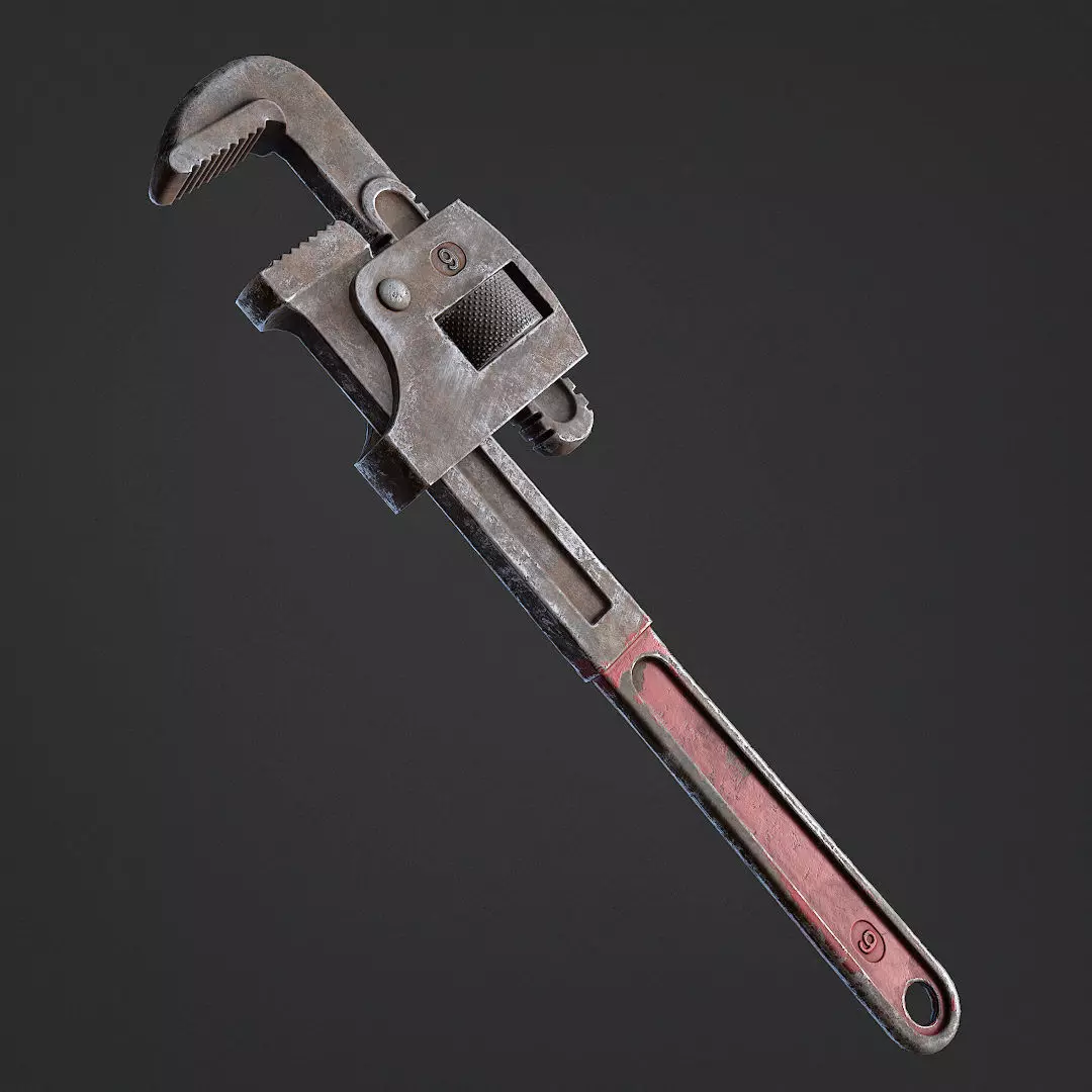 Pipe Wrench Low-poly 3D model_0