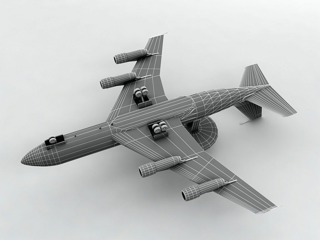 E-3 Sentry AWACS Aircraft Low-poly 3D model_3