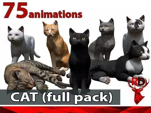 Cat pack 2 Low-poly 3D model_0