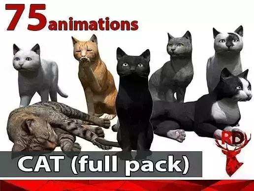 Cat pack 2 Low-poly 3D model