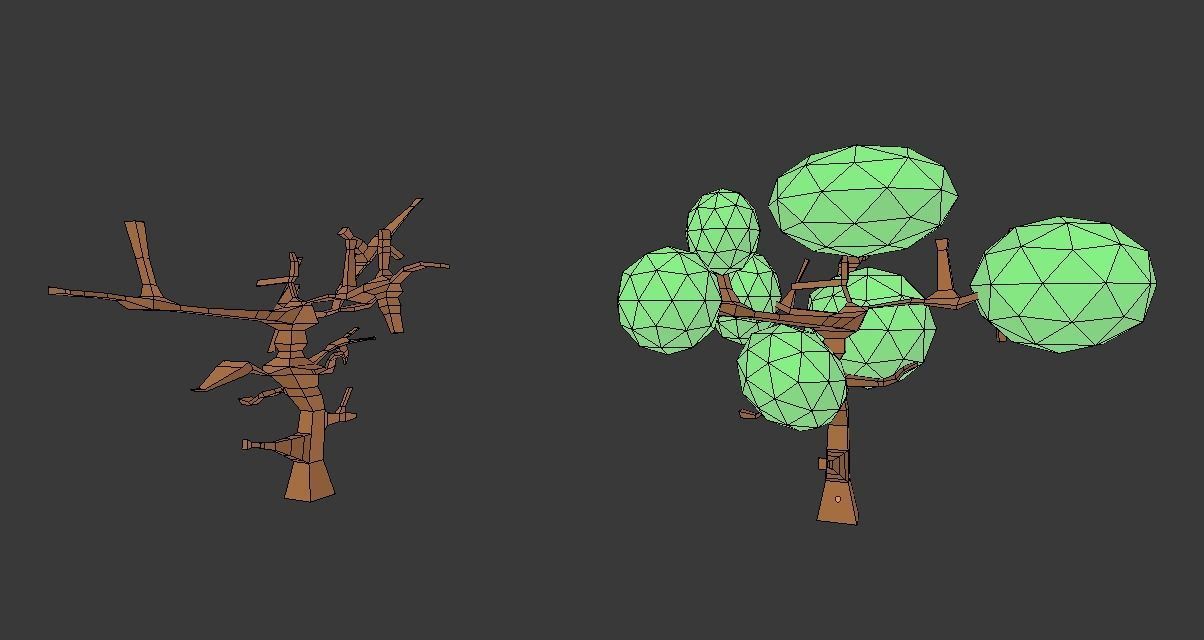 LOW POLY TREE WITH 2 TYPE 3D model_1