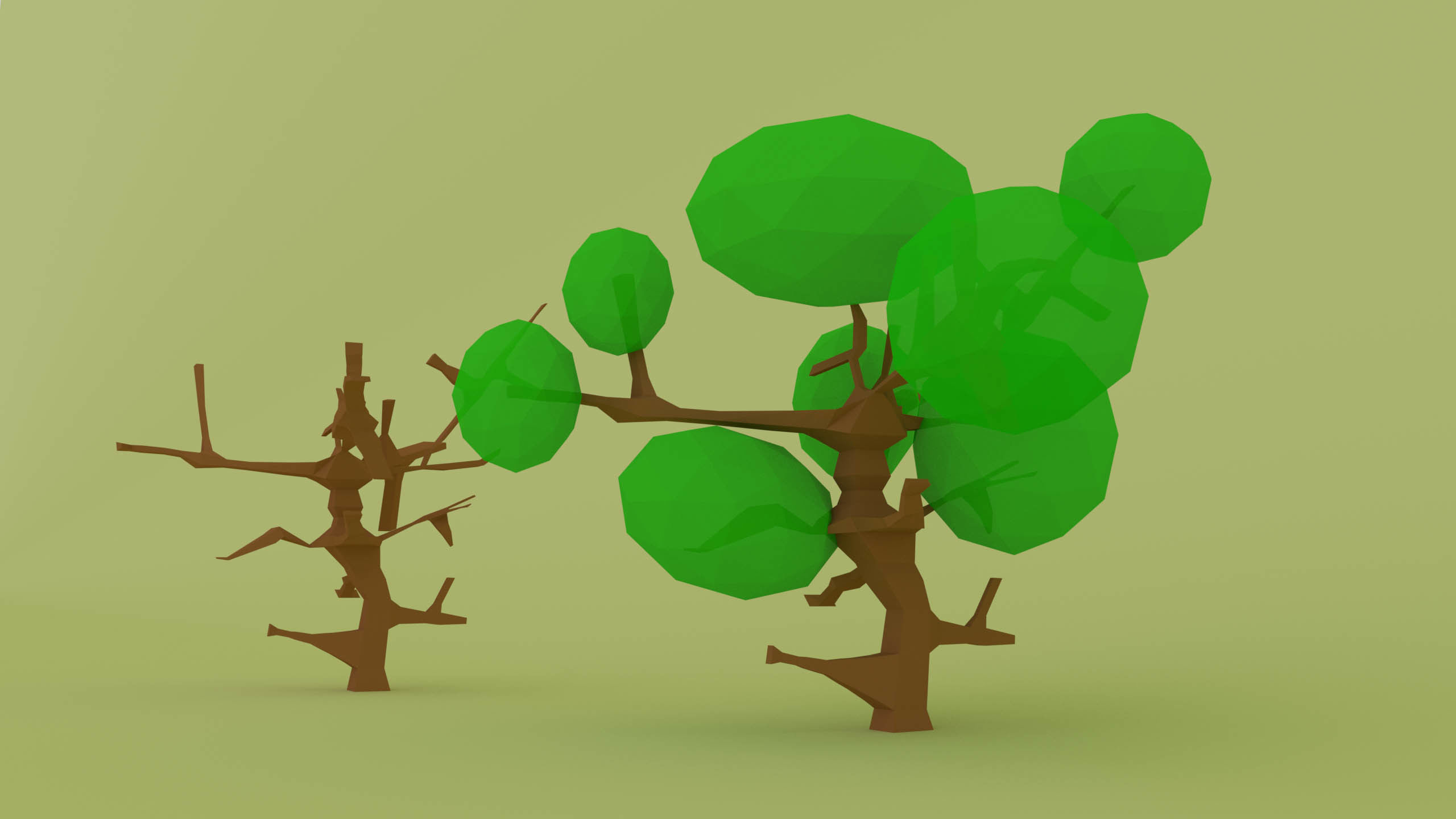 LOW POLY TREE WITH 2 TYPE 3D model_2