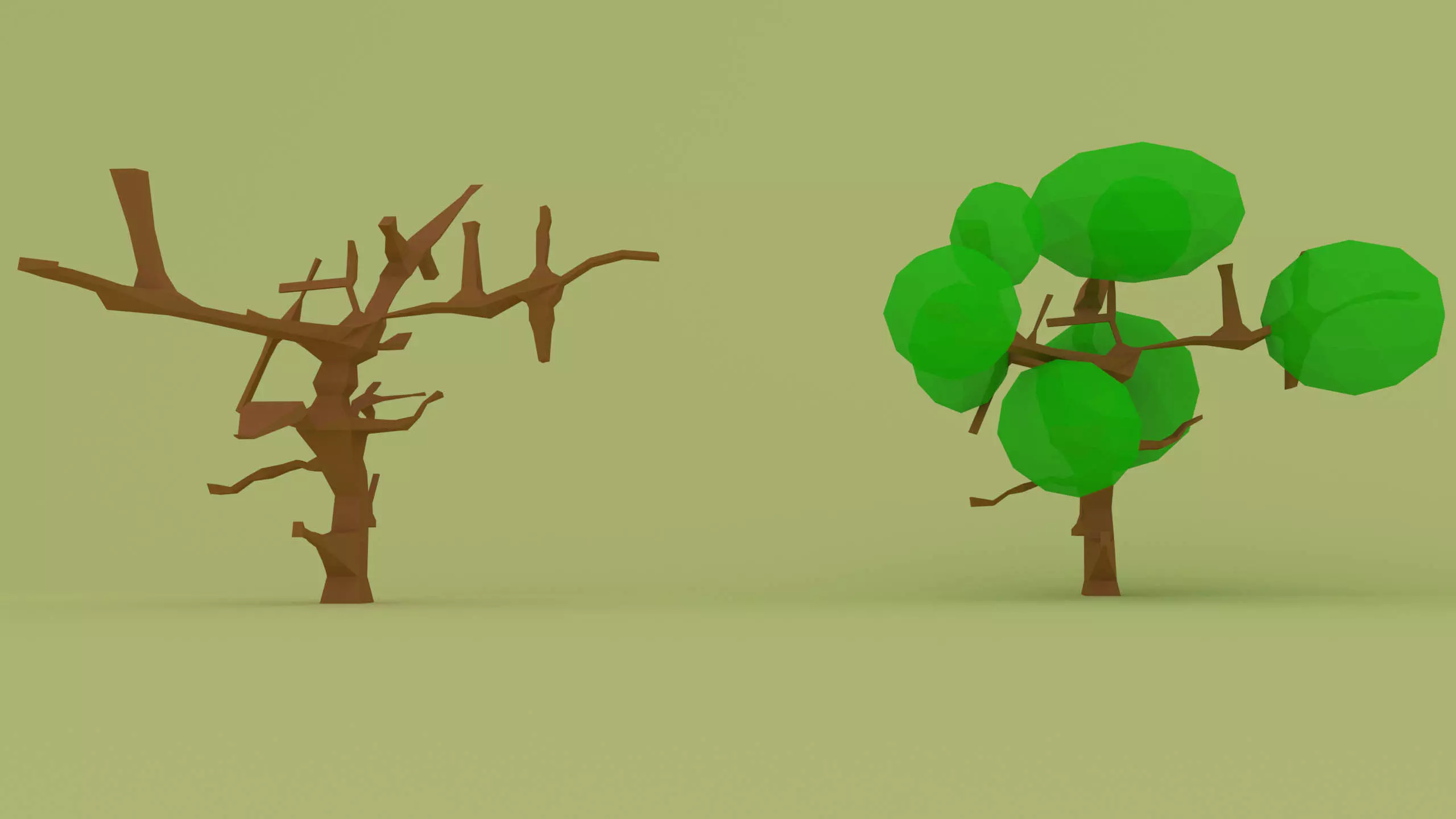 LOW POLY TREE WITH 2 TYPE 3D model_0