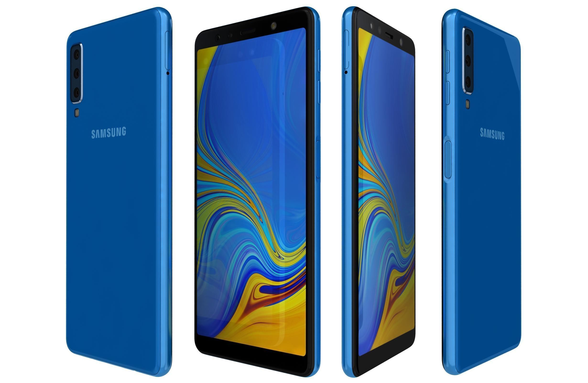 Samsung Galaxy A7 2018 Blue 3D model_1