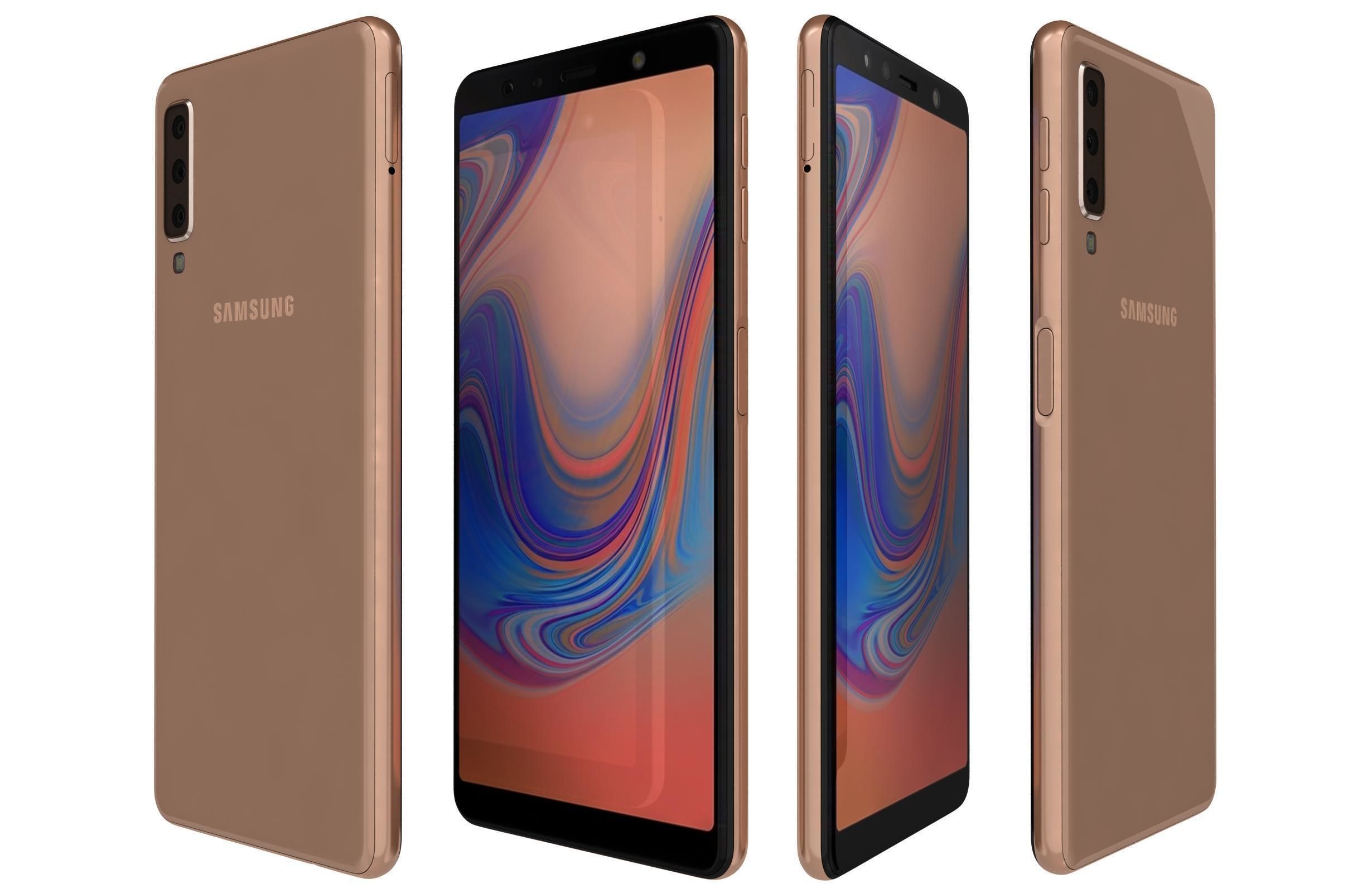 Samsung Galaxy A7 2018 Gold 3D model_1
