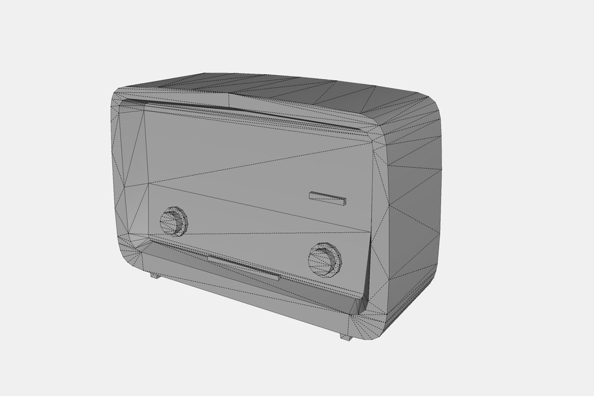 Vintage radio with wooden case Low-poly 3D model_9